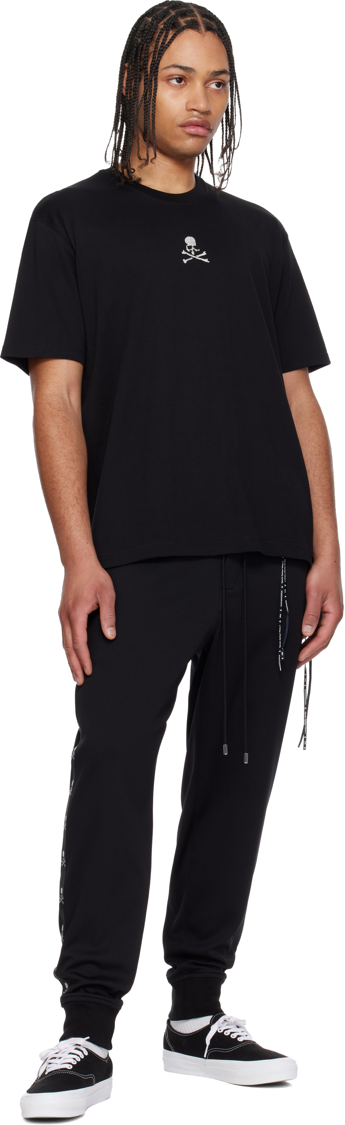 mastermind JAPAN Black Skull Tape Jersey Track Pants