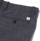 MAN 1924 - Navy Tomi Slim-Fit Tapered Pinstriped Linen Drawstring Trousers - Navy