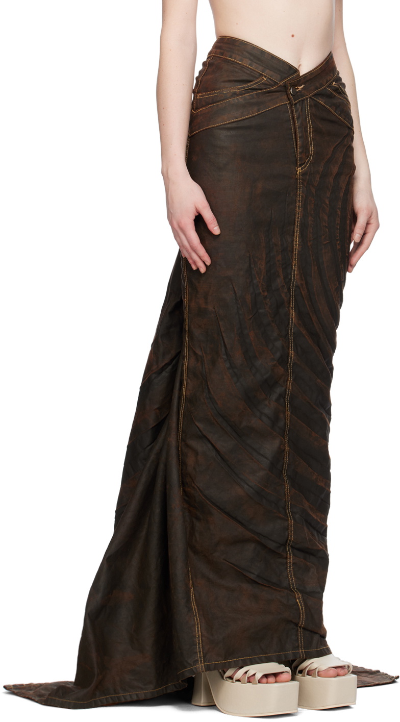 Masha Popova SSENSE Exclusive Brown Denim Maxi Skirt