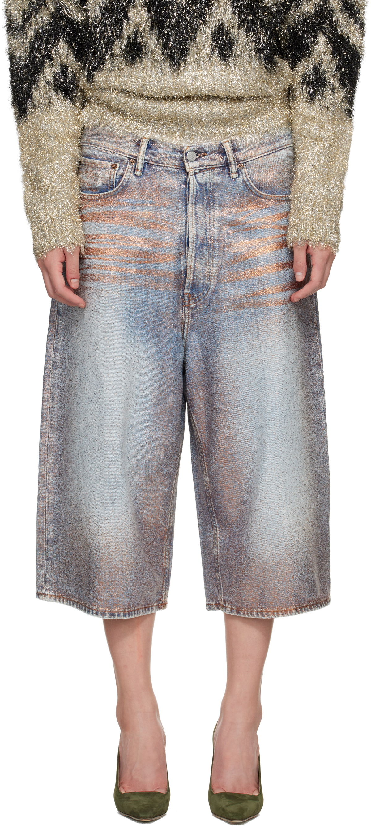Acne Studios Blue Glitter Dawn Denim Shorts