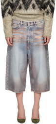 Acne Studios Blue Glitter Dawn Denim Shorts