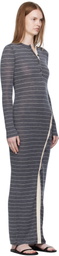 Nanushka Gray Dakoa Striped Terry Merino Maxi Dress