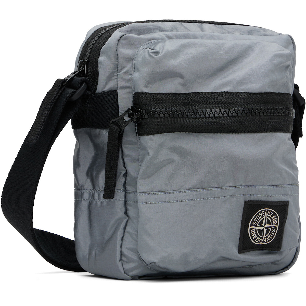 Stone Island Gray 9200015 Coated Nylon Metal ECONYL Bag
