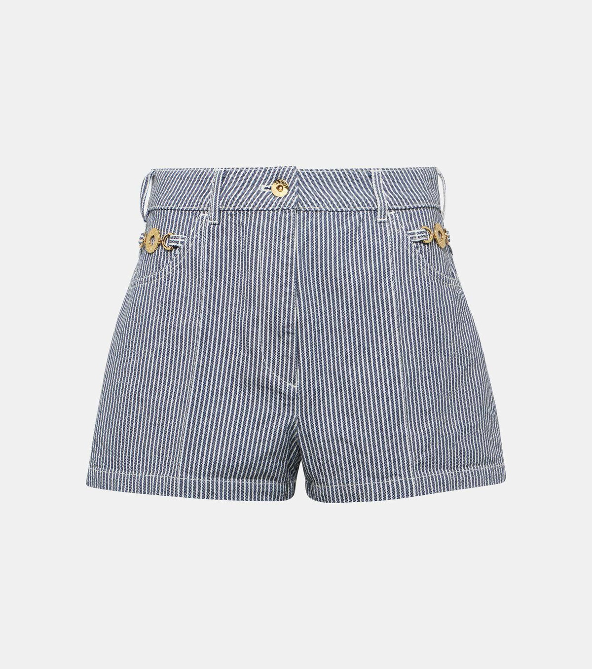 Patou Striped high-rise denim shorts
