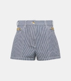 Patou Striped high-rise denim shorts