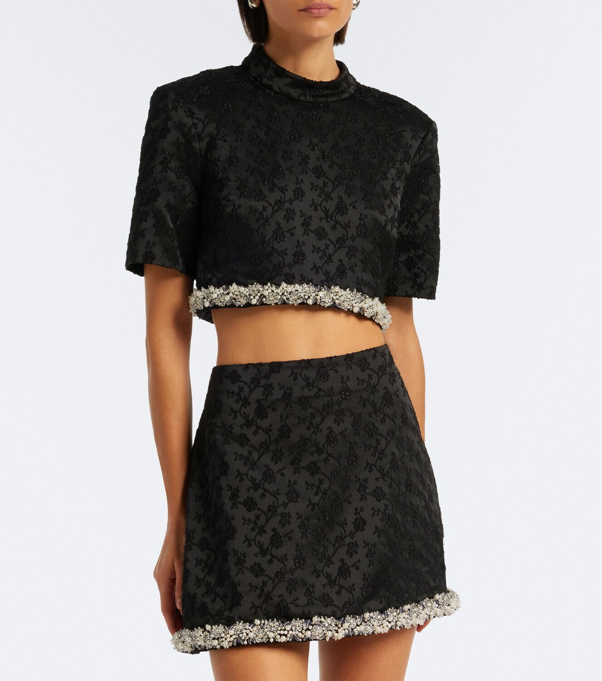 Simkhai Jalen embellished jacquard crop top