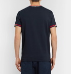 Moncler - Logo Webbing-Trimmed Cotton-Jersey T-Shirt - Navy