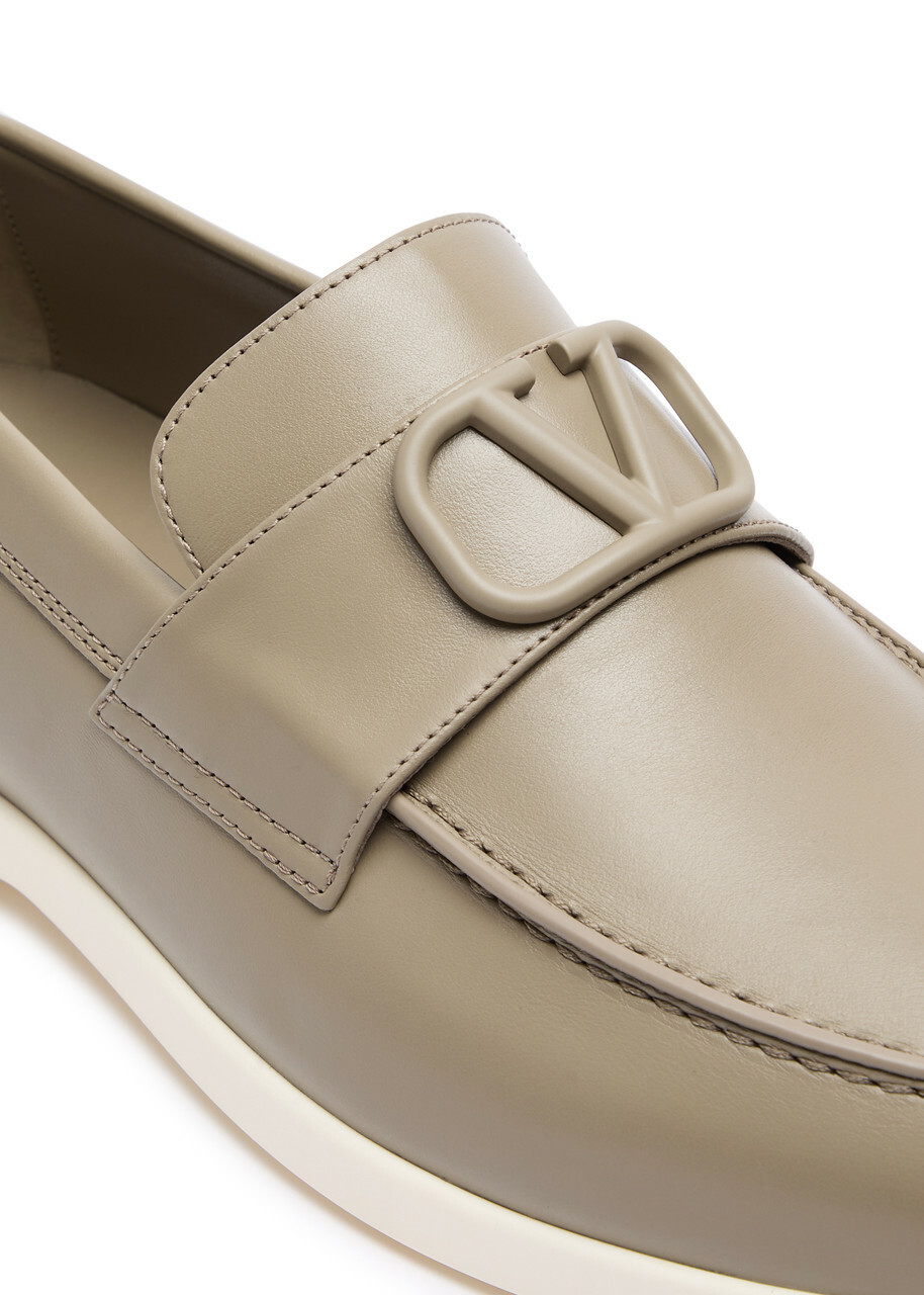 Valentino Leisure Flows Vlogo Leather Loafers Brown