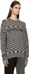 Aries Navy & Orange Space Dye 'No Problemo' Sweater