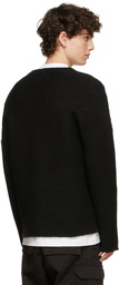 Stone Island Shadow Project Black Wool & Cotton Hand-Gauzed Cardigan