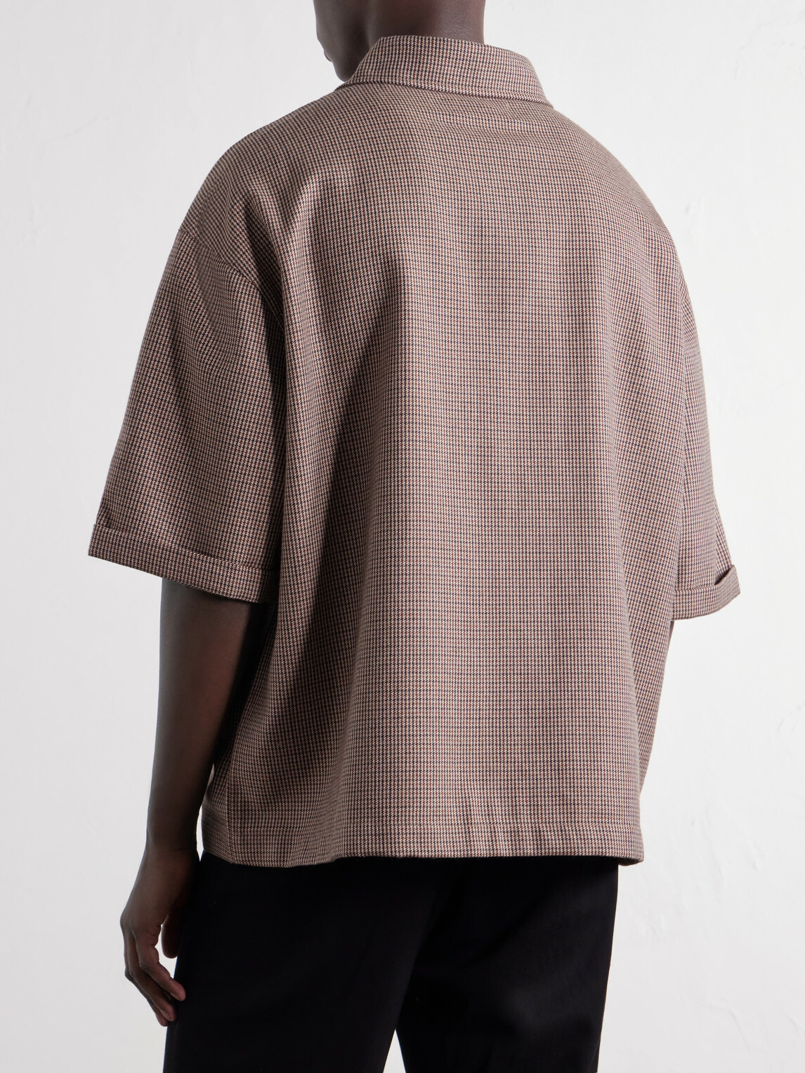 NAHMIAS - Houndstooth Wool-Blend Twill Shirt - Brown