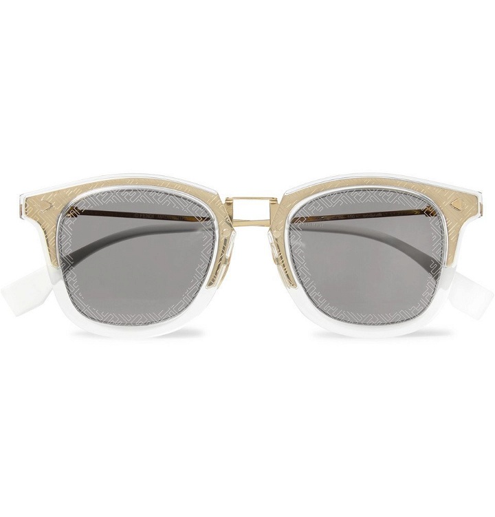 Photo: Fendi - D-Frame Acetate and Gold-Tone Logo-Print Sunglasses - Gold