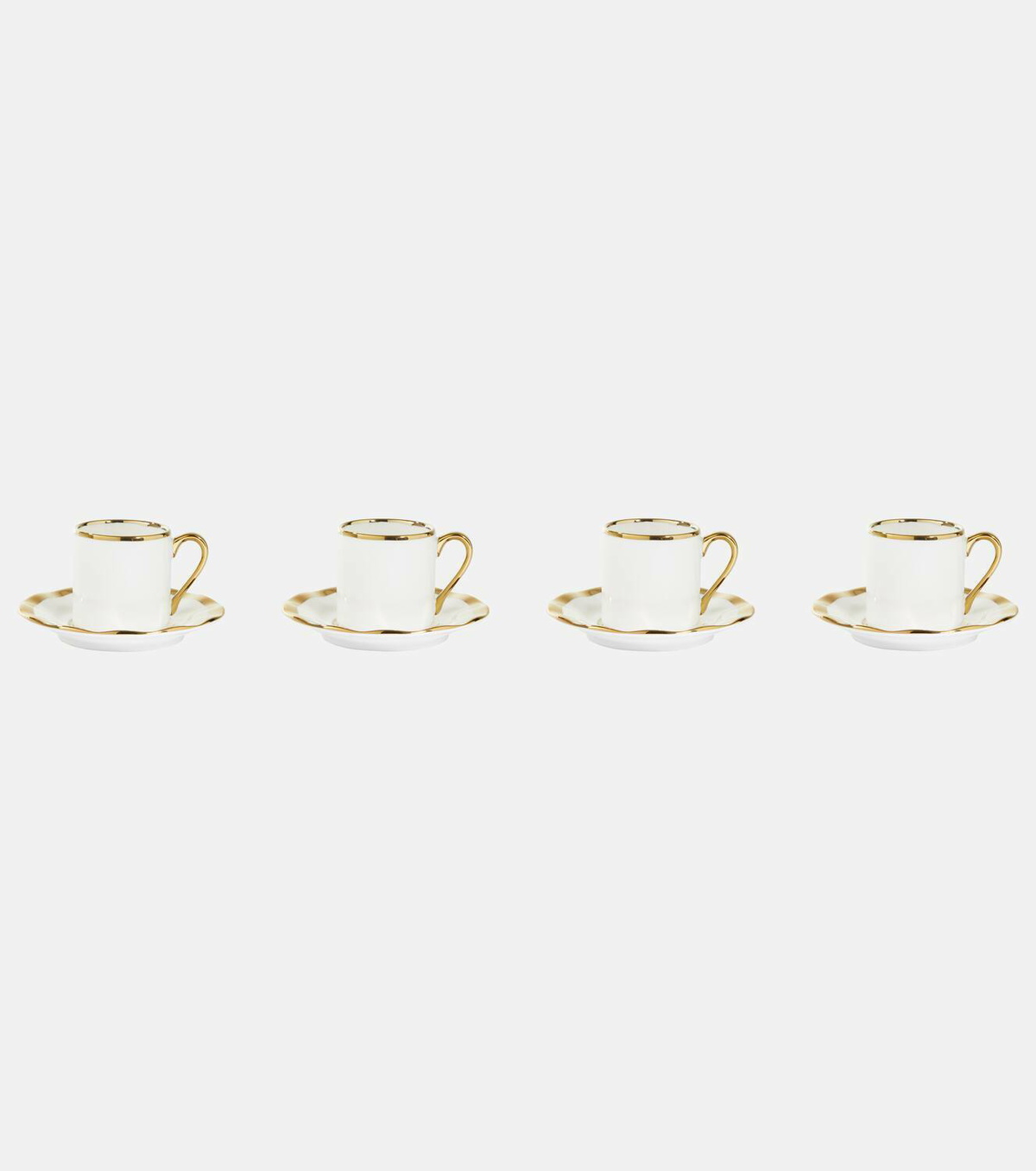 Polspotten Golden Finds set of 4 espresso cups and saucers by Jan Wolleswinkel