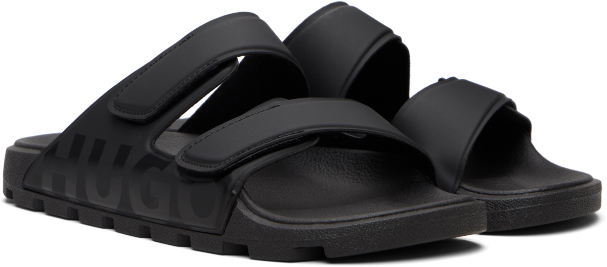 Hugo Black Logo Double Touch Sandals