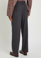 The Elder Statesman Stripe Slacker Straight-leg Wool and Cashmere-blend Trousers Dark Grey