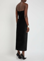 Tove Sabella Draped Velvet Midi Dress Black