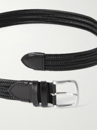 Mr P. - 3.5cm Woven Leather Belt - Black