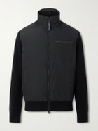 Moncler - Leather-Trimmed Shell and Wool-Blend Full-Zip Cardigan - Black
