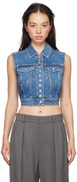 Alexander Wang Blue Cropped Trucker Denim Vest