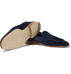 Edward Green - Polperro Leather-Trimmed Suede Penny Loafers - Blue