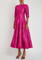 Talbot Runhof Patterned-jacquard Woven Midi Dress Pink