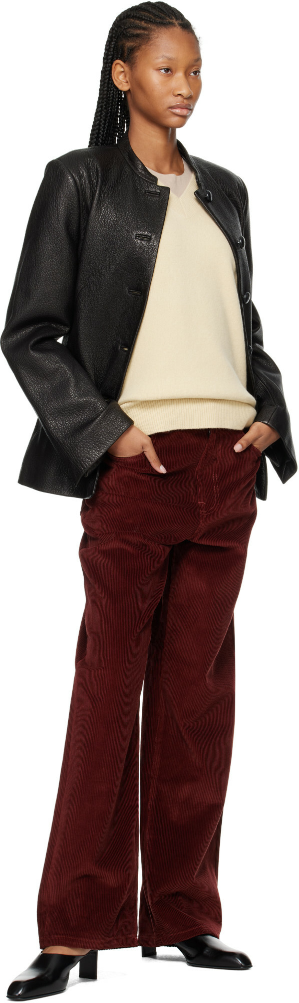 Róhe Black Shaped Grain Leather Jacket