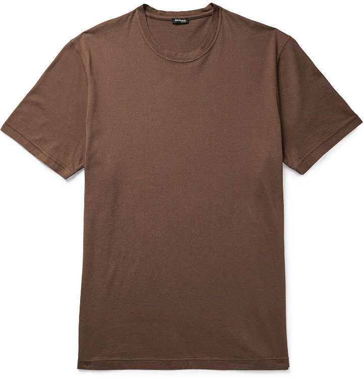 Photo: Kiton - Cotton and Cashmere-Blend T-Shirt - Brown