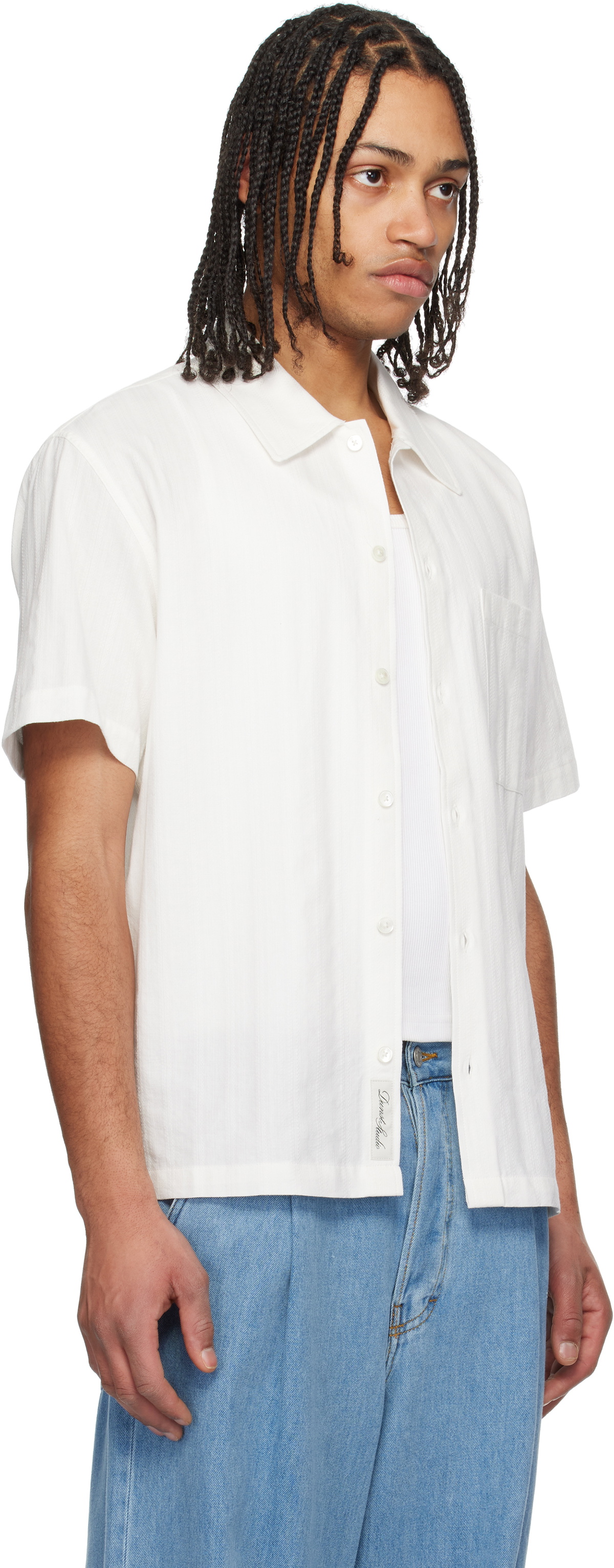 Dunst White Jacquard Collared Shirt