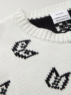 RHUDE - Distressed Cotton and Cashmere-Blend Jacquard Sweater - White