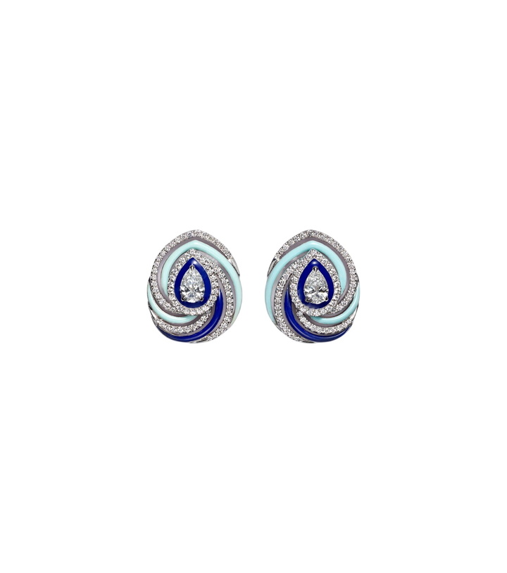 Photo: Kamyen Twister 18kt white gold and enamel earrings with diamonds