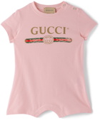 Gucci Baby Pink Cotton Bodysuit Set