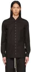 Rick Owens Black Snap Collar Faun Shirt