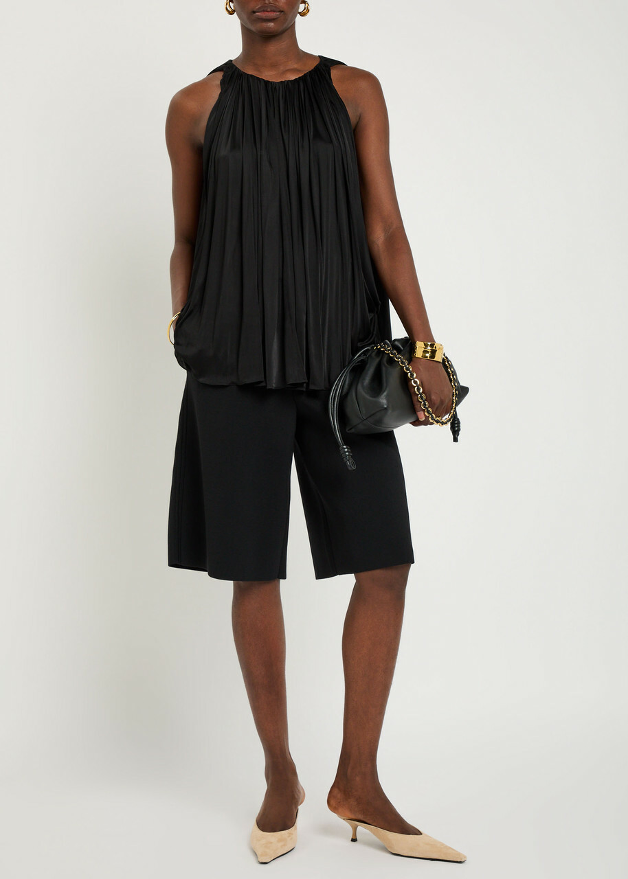 Loewe Halter Ruched Satin top Black