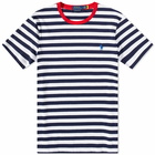 Polo Ralph Lauren Men's Stripe Custom Fit T-Shirt in Cruise Navy/White