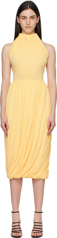 Photo: ALAÏA Yellow Twisted Soft Jersey Midi Dress