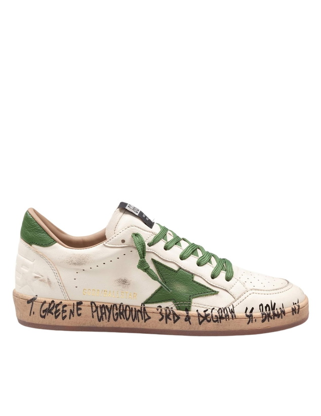 Photo: Golden Goose Ballstar Leather Sneakers White And Green