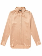 TOM FORD - Pintucked Silk-Charmeuse Shirt - Neutrals
