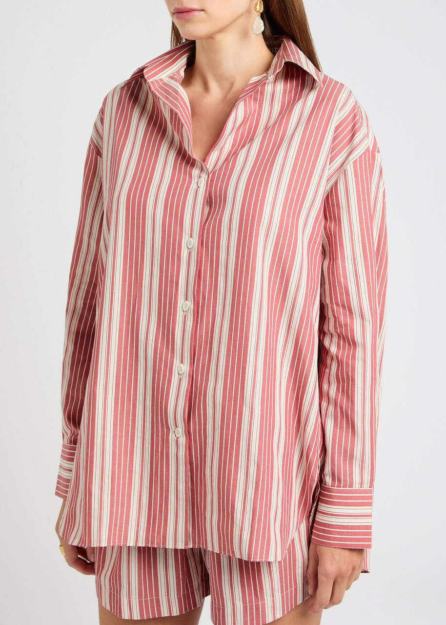 Faithfull The Brand Capri Striped Cotton-poplin Shirt Red And White