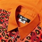 Comme des Garçons Black Men's Leopard Print Short Sleeve Shirt in Orange/Black