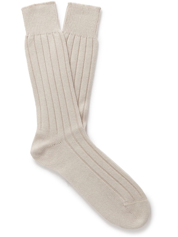 Photo: TOM FORD - Ribbed Cashmere Socks - Gray