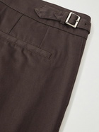 Dolce&Gabbana - Tapered Pleated Cotton-Twill Trousers - Brown