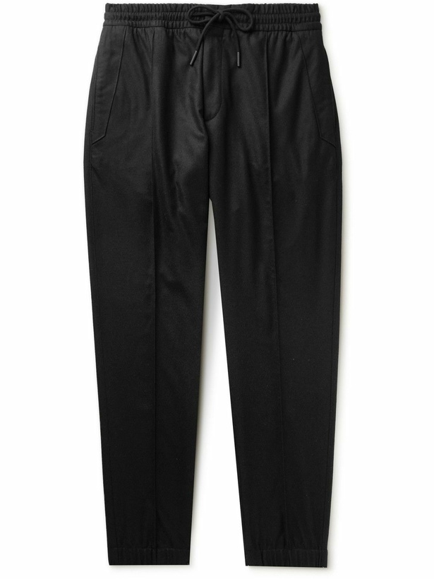 Photo: Zegna - Tapered Wool, Silk and Cashmere-Blend Drawstring Trousers - Black