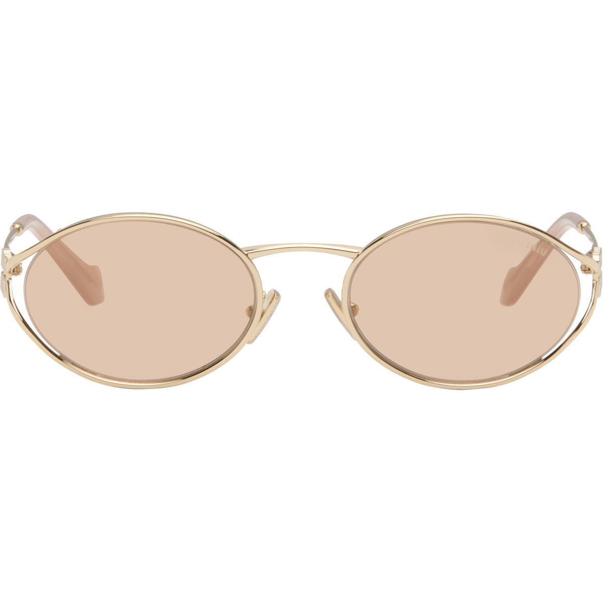 Miu Miu Eyewear Gold 'Miu Miu Logo' Sunglasses