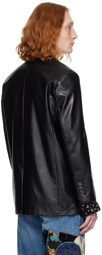 Dunst Black 2 Button Faux-Leather Blazer