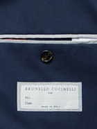 Brunello Cucinelli - Stretch-Cotton and Cashmere-Blend Twill Double-Breasted Suit Jacket - Blue