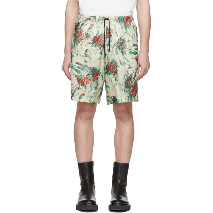 Photo: Dries Van Noten Off-White and Multicolor Floral Piper Shorts