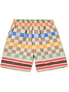 BODE - Straight-Leg Checked Cotton-Canvas Shorts - Neutrals