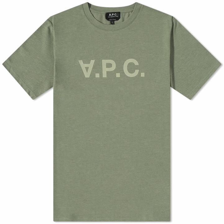 Photo: A.P.C. Men's A.P.C Vpc Logo T-Shirt in Heathered Green