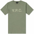 A.P.C. Men's A.P.C Vpc Logo T-Shirt in Heathered Green