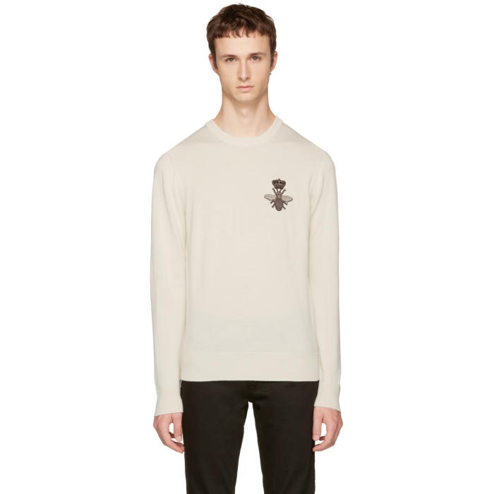 Photo: Dolce and Gabbana Off-White Bee Sweater